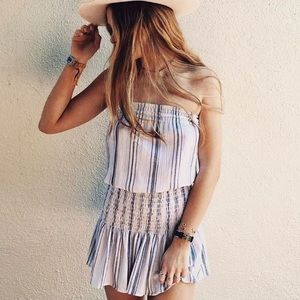 Blue life strapless mini dress